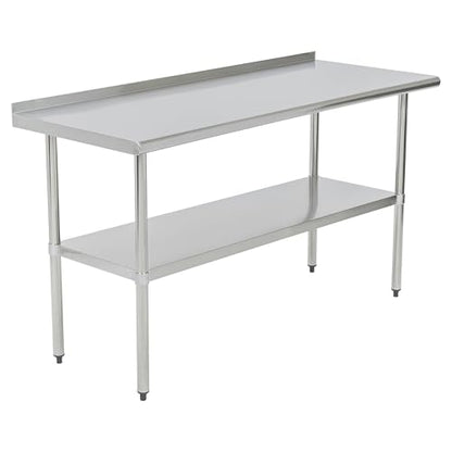 Mesa de trabajo y preparación de cocina de acero inoxidable con certificación NSF de Pearington, mesa de trabajo comercial para restaurantes y hogares, 60" x 24", acero inoxidable