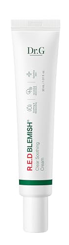 Dr.G RED Blemish Clear Soothing Cream, 30 ml - Crema hidratante reparadora para pieles sensibles propensas al acné; crema hidratante calmante Cica, cuidado de la piel coreano, cuidado de la piel coreano, K-beauty, K Beauty, belleza coreana