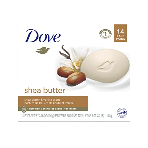 Limpiador suave para la piel Dove Beauty Bar, hidratante, para un cuidado suave de la piel, manteca de karité, más hidratante que el jabón en barra, 3,75 oz, 14 barras