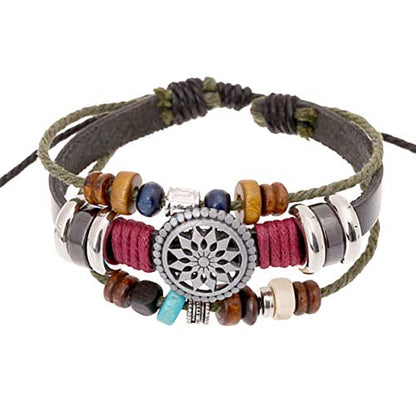 Pulsera Trenro tejida a mano multicapa con cuentas de estilo bohemio para mujer