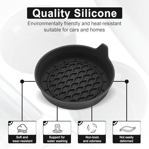 SINGARO - Posavasos para coche, portavasos de silicona, portavasos universales antideslizantes, accesorios para el interior del coche para mujeres y hombres, juego de 4 unidades, color negro