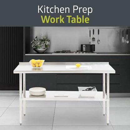 Mesa de trabajo y preparación de cocina de acero inoxidable con certificación NSF de Pearington, mesa de trabajo comercial para restaurantes y hogares, 60" x 24", acero inoxidable