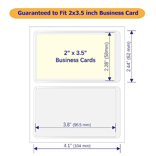 Clear Adhesive Business Card Pocket swith Side Open for Loading, 50 Pack, Plastic Labels Holders for Storage Bins and Library Card, Ideal for Organizing and Protecting Your Business Cards