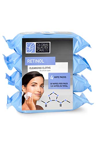 Toallitas limpiadoras de tela Global Beauty Care, paquete de 4, 120 unidades (retinol)