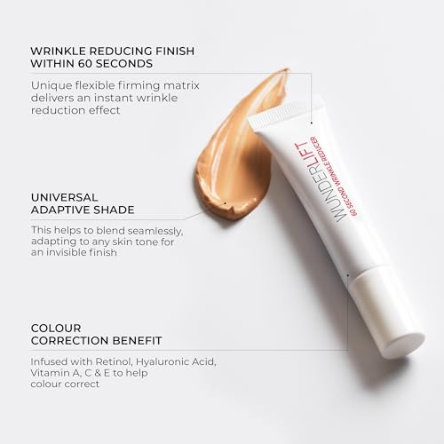 WUNDER2 WUNDERLIFT Makeup Wrinkle Reducer Serum Crema para Ojos con Retinol y Ácido Hialurónico, Resultados Instantáneos para Reducir las Ojeras, Bolsas y Ojos Hinchados