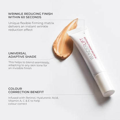 WUNDER2 WUNDERLIFT Makeup Wrinkle Reducer Serum Crema para Ojos con Retinol y Ácido Hialurónico, Resultados Instantáneos para Reducir las Ojeras, Bolsas y Ojos Hinchados