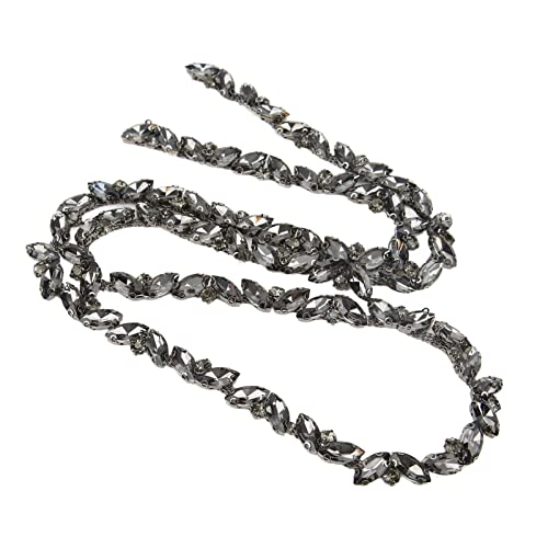 Cadena de diamantes de imitación de 1 yarda, aplique de diamantes de imitación de cristal AB, cadena de cuentas, parche de costura, adorno de flecos para ropa, zapatos, accesorios de joyería (gris pistola)