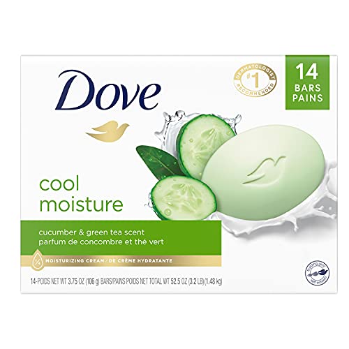 Barra de belleza Dove Skin Care para una piel más suave, pepino y té verde, más hidratante que el jabón en barra, 3,75 oz, 14 barras