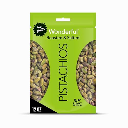 Pistachos maravillosos sin cáscara, frutos secos tostados y salados, bolsa resellable de 12 onzas, bocadillos proteicos, sin gluten, bocadillo saludable