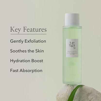 Beauty of Joseon Green Plum AHA BHA Toner Refreshing Facial Essence Moisturizer Mild Exfoliating Salicylic Acid for All Skin Types, Korean Skin Care for Men Women 150ml 5.27 fl.oz