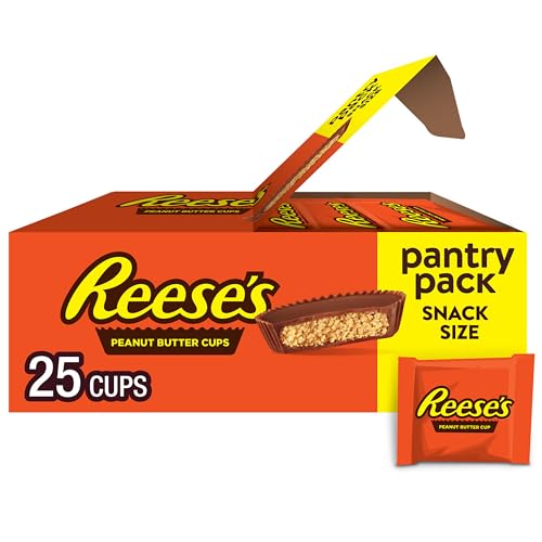 Bocadillos de chocolate con leche REESE'S en forma de taza con mantequilla de maní, paquete de despensa de dulces, 13,75 oz (25 piezas)