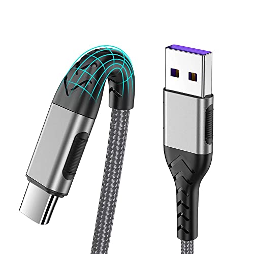 Cable USB C de Durcord, paquete de 2 mejorados, cable de carga rápida USB tipo C de 10 pies para Android, teléfono, tableta, computadora portátil, cable USB trenzado con cargador tipo C compatible con iPhone 16/15/Pro/Plus/Max/Samsung-Silver