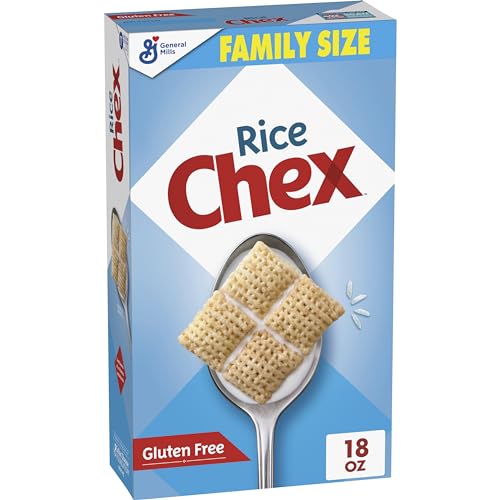 Cereal de desayuno sin gluten Rice Chex, elaborado con granos integrales, tamaño familiar, 18 oz