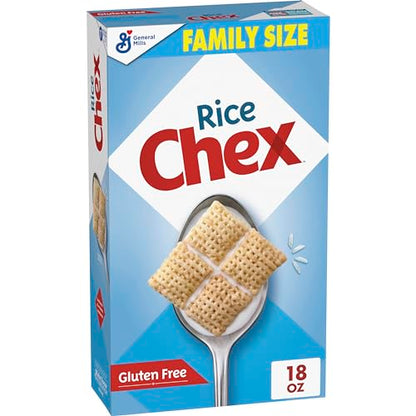 Cereal de desayuno sin gluten Rice Chex, elaborado con granos integrales, tamaño familiar, 18 oz