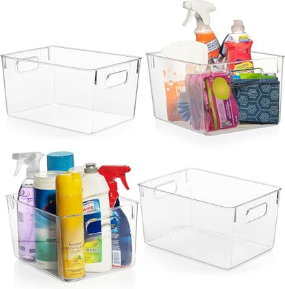 ClearSpace Clear Plastic Storage Bins – Pantry Organizers & Storage Containers, Cabinet Organizer - Home Organization Must Haves for Kitchen, Laundry Room, Office, Closet, Garage & Freezer