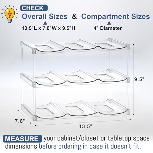 Organizador apilable para botellas de agua LANDNEOO, para la organización de vasos grandes de Stanley y otros, estante transparente para vinos, soporte para botellas para encimera de casa, refrigerador, despensa, 3 niveles con capacidad para 9