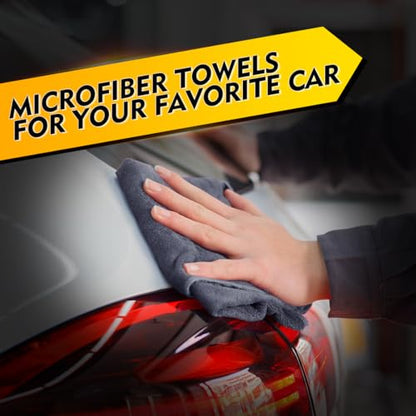 Paños de limpieza de microfibra gris HOMEXCEL, paquete de 12, 12,5 x 12,5 pulgadas, toalla de microfibra para automóviles, paño de lavado de automóviles ultra absorbente, trapos de limpieza sin pelusa y sin rayas para automóviles, cocinas y ventanas