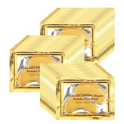 Adofect 30 Paris - Parches para debajo de los ojos, mascarilla de oro de 24 quilates para ojos hinchados y ojeras, tratamiento para bolsas debajo de los ojos, almohadillas de gel de colágeno para belleza y cuidado personal, dorado