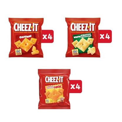 Galletas de queso Cheez-It, galletas horneadas para picar, bocadillos para el almuerzo, paquete variado, caja de 12,1 oz (12 paquetes)