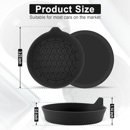 SINGARO - Posavasos para coche, portavasos de silicona, portavasos universales antideslizantes, accesorios para el interior del coche para mujeres y hombres, juego de 4 unidades, color negro