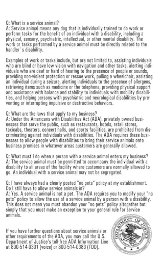 Tarjetas de la ley ADA sobre perros de servicio 2024 - EL ORIGINAL - 50 tarjetas de información sobre perros de servicio ADA - La tarjeta para perros de servicio establece sus derechos legales - Úsela con su certificado de perro de servicio
