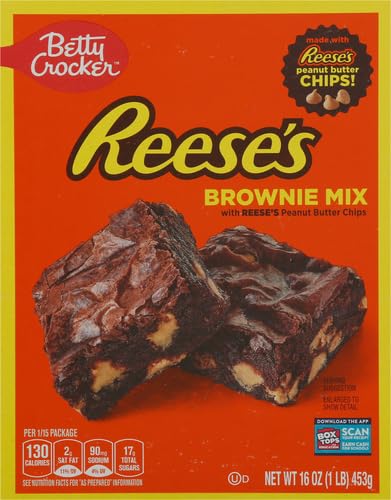 Betty Crocker REESE'S Brownie Mix with REESE'S Peanut Butter Chips, Holiday Baking, 16 oz