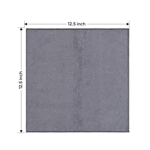 Paños de limpieza de microfibra gris HOMEXCEL, paquete de 12, 12,5 x 12,5 pulgadas, toalla de microfibra para automóviles, paño de lavado de automóviles ultra absorbente, trapos de limpieza sin pelusa y sin rayas para automóviles, cocinas y ventanas