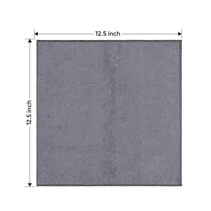 Paños de limpieza de microfibra gris HOMEXCEL, paquete de 12, 12,5 x 12,5 pulgadas, toalla de microfibra para automóviles, paño de lavado de automóviles ultra absorbente, trapos de limpieza sin pelusa y sin rayas para automóviles, cocinas y ventanas