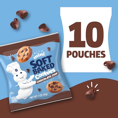 Minigalletas horneadas blandas de Pillsbury, con chispas de chocolate, bolsas para refrigerio, 10 unidades