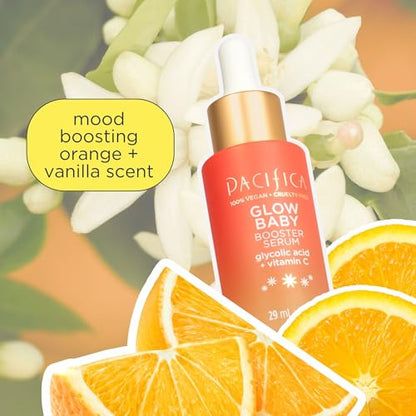 Pacifica Beauty, Glow Baby Booster Serum For Face, Vitamin C and Glycolic Acid, Brightens and Supports, For All Skin Types, Fragrance Free, Clean Skin Care, Vegan & Cruelty Free , 1 Fl Oz
