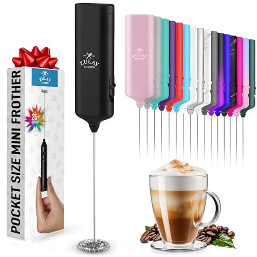 Mini & Mighty Milk Frother Wand - Powerful Handheld Drink Mixer - Stocking Stuffer Coffee Frother For Latte, Cappuccino, Matcha, Hot Chocolate, Creamer - Black