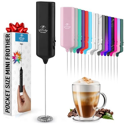 Mini & Mighty Milk Frother Wand - Powerful Handheld Drink Mixer - Stocking Stuffer Coffee Frother For Latte, Cappuccino, Matcha, Hot Chocolate, Creamer - Black