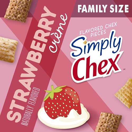 Simply Chex, mezcla de refrigerio con crema de fresa, tamaño familiar, bolsa de 13,5 oz