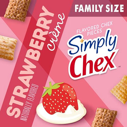 Simply Chex, mezcla de refrigerio con crema de fresa, tamaño familiar, bolsa de 13,5 oz