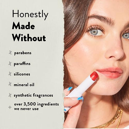 Bálsamo labial hidratante vegano con color de Honest Beauty | Extractos de acai ricos en antioxidantes + aceite de aguacate | Sin parabenos ni crueldad animal | Fruta de lichi