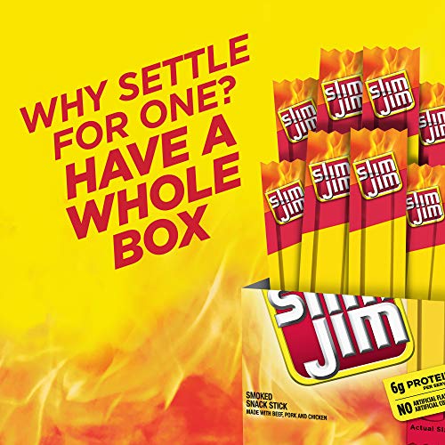 Palitos de carne ahumada Slim Jim, sabor original, 6 g de proteína por porción, tamaño de bocadillo, 0,28 oz (14 unidades)