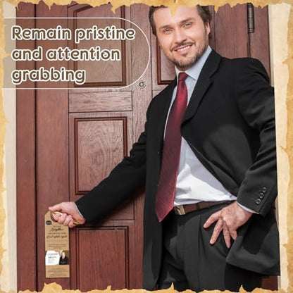 100 Pcs Open House Door Hangers Water Bottle Hang Tags Reusable Open House Signs Labels for Real Estate Agent Favors Supplies(Door Hanger,Kraft Color)