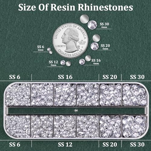 Resin Rhinestones for Crafting with B7000 Jewelry Glue, 1 Box Clear Flatback Crystals with 3Pcs 10ml Glue for Bedazzling Crafts DIY Nail Art Makeup，Non Hotfix Gems for Clothing Shoes