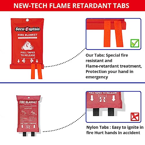 Manta ignífuga de emergencia SecuCaptain para el hogar y la cocina, paquete de 2 mantas ignífugas de fibra de vidrio de 40 x 40 pulgadas para casas, campamentos, automóviles, oficinas, almacenes, emergencias y supervivencia