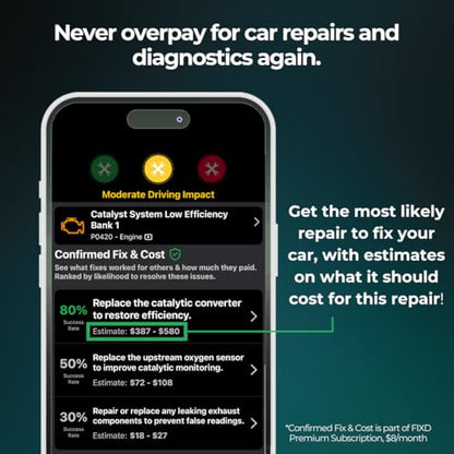 FIXD Bluetooth OBD2 Scanner for Car - Car Code Readers & Scan Tools for iPhone & Android - Wireless OBD2 Auto Diagnostic Tool to Check Engine & Fix All Cars & Vehicles ‘96 or Newer (1 Pack)