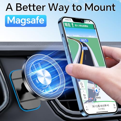 para soporte de coche Magsafe 【20 imanes potentes】Soporte magnético para teléfono para coche Soporte para teléfono para salpicadero 【360°】Soportes para teléfono móvil para tu coche Accesorios para mujer Hombre iPhone 16 Pro Max 15 14 13 12 Plus