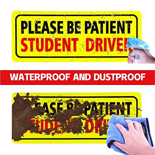 JUSTTOP 3pcs Magnet for Car, Please Be Patient Student Driver, New Drivers Sticker Safety Warning, Magnetic Reflective Rookie Driver Bumper Sticker (Black&Red)