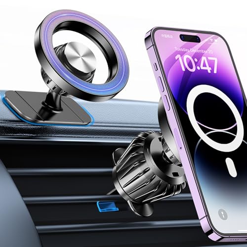 para soporte de coche Magsafe 【20 imanes potentes】Soporte magnético para teléfono para coche Soporte para teléfono para salpicadero 【360°】Soportes para teléfono móvil para tu coche Accesorios para mujer Hombre iPhone 16 Pro Max 15 14 13 12 Plus