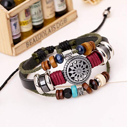 Pulsera Trenro tejida a mano multicapa con cuentas de estilo bohemio para mujer