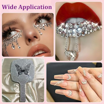 6000Pcs 3mm Resin Rhinestones with 3Pcs 10ml B7000 Jewelry Glue for Crafting, Clear Large Amount Flatback Gems, Bedazzling Crystal Bulk for DIY Crafts Clothing Tumblers Shoes Nail Art Fabric