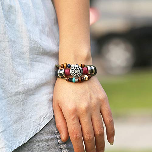 Pulsera Trenro tejida a mano multicapa con cuentas de estilo bohemio para mujer