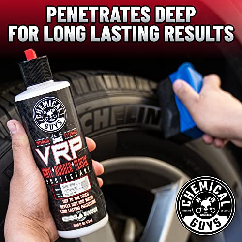 Chemical Guys VRP Reparador de vinilo, caucho y plástico, no graso, de tacto seco, de larga duración y brillo superbrillante para neumáticos, molduras y más, seguro para automóviles, camiones, SUV, vehículos recreativos y más, 16 fl oz