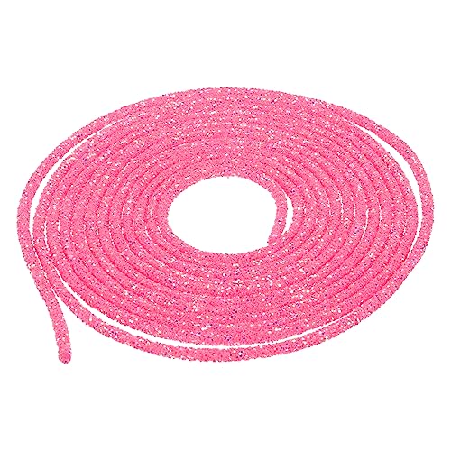 MECCANIXITY 5 yardas 6 mm 0,24 pulgadas lentejuelas brillantes cuerda lentejuelas tubo de diamantes de imitación cordón para vestidos de boda bricolaje ropa de disfraces zapatos accesorio de joyería rosa oscuro