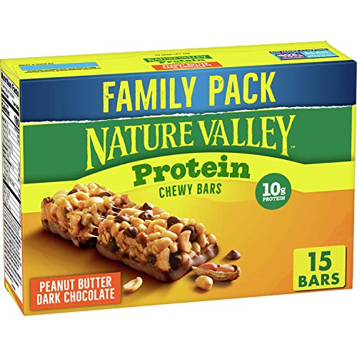 Barras de granola masticables Nature Valley, proteína, mantequilla de maní y chocolate amargo, 15 barras, 21,3 oz