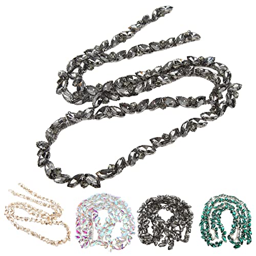 Cadena de diamantes de imitación de 1 yarda, aplique de diamantes de imitación de cristal AB, cadena de cuentas, parche de costura, adorno de flecos para ropa, zapatos, accesorios de joyería (gris pistola)